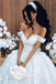 off-shoulder tulle appliques wedding dress with detachable train dtw15