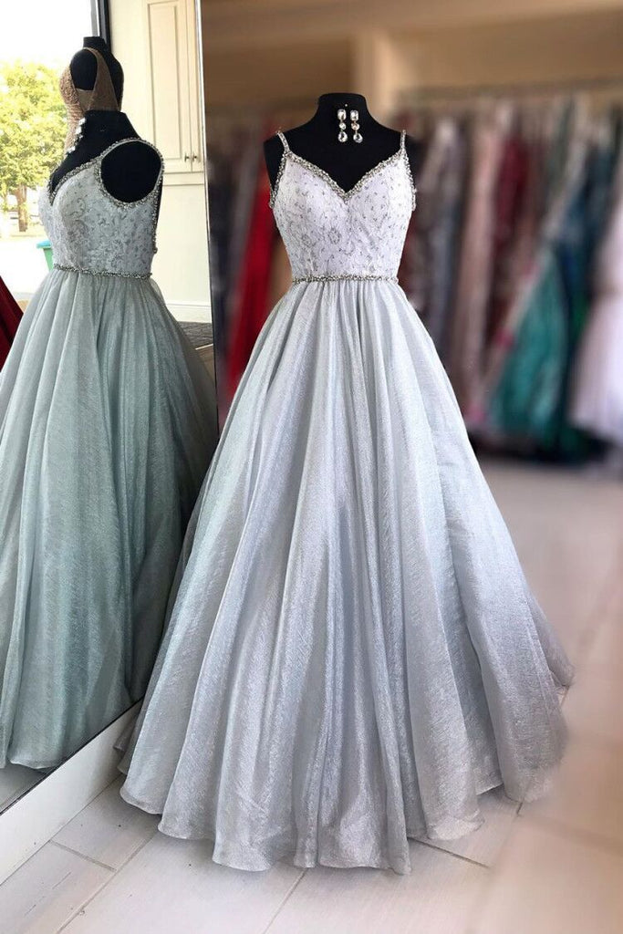a-line v-neck beaded long prom dresses sleeveless formal gown dtp1074