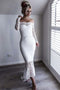 Off-Shoulder Long Sleeves Hi-Low Lace Mermaid Bridesmaid Dress