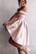 a-line off-the-shoulder satin asymmetry hi-lo prom dress with pleats dth384