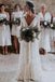 long sleeve backless bridal dresses v neck lace beach wedding dresses dtw290