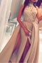 High Neck Satin Mermaid Prom Evening Dress with Beading Split
