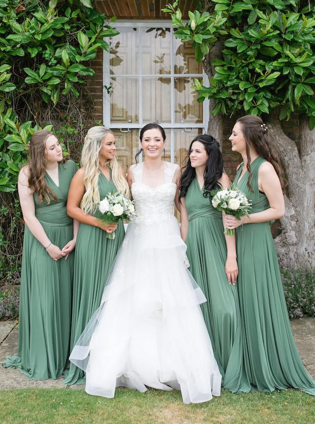 maxi v-neck green long convertible bridesmaid dresses dtb212