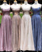 A-Line Sparkle Long Prom Dresses with Split Backless Evening Dress