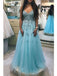 a-line v-neck beaded prom dresses tulle floor length party gowns dtp1051