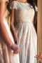 Modest Beach Wedding Dresses, Lace Chiffon Boho Bridal Gown
