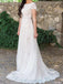 Modest Beach Wedding Dresses, Lace Chiffon Boho Bridal Gown