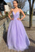 sparkle lilac long prom dresses a-line v-neck formal dress dtp28