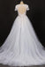 A-line Short Sleeves Lace Appliques Wedding Dress Keyhole Back Bridal Gown