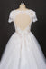 A-line Short Sleeves Lace Appliques Wedding Dress Keyhole Back Bridal Gown
