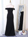 Off Shoulder Sheath Split Black Long Prom Dress, Sexy Black Evening Gown