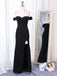 Off Shoulder Sheath Split Black Long Prom Dress, Sexy Black Evening Gown