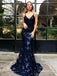 Spaghetti Straps Mermaid Tulle Sequined Backless Prom Dress