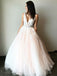 Stunning Wedding Dress A-Line V-Neck Tulle Prom Dress with Appliques
