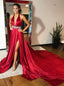 Sexy A-Line Plunging Neckline Beading Prom Dress with Split