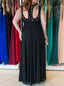 Lace A-Line Round Keyhole Back Long Chiffon Plus Size Prom Dress