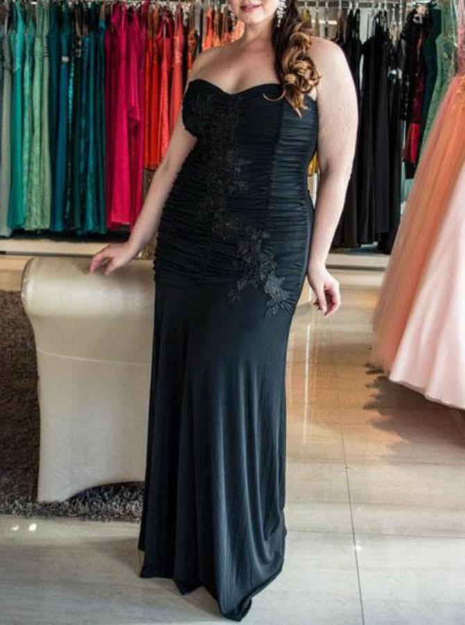 Chiffon Mermaid/Trumpet Sweetheart Ruched Plus Size Prom Dress with Appliques