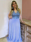 Chiffon A-Line V-Neck Sweep Train Plus Size Prom Dress
