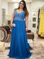 Chiffon A-Line V-Neck Plus Size Prom Dress with Beading