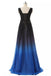 A Line Long Ombre Prom Dresses Chiffon Gradient Long Formal Gown