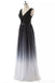 A Line Long Ombre Prom Dresses Chiffon Gradient Long Formal Gown