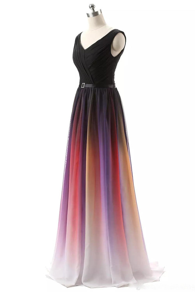 a-line long ombre prom dresses chiffon gradient long formal gown dtp967