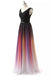 a-line long ombre prom dresses chiffon gradient long formal gown dtp967