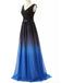 A Line Long Ombre Prom Dresses Chiffon Gradient Long Formal Gown