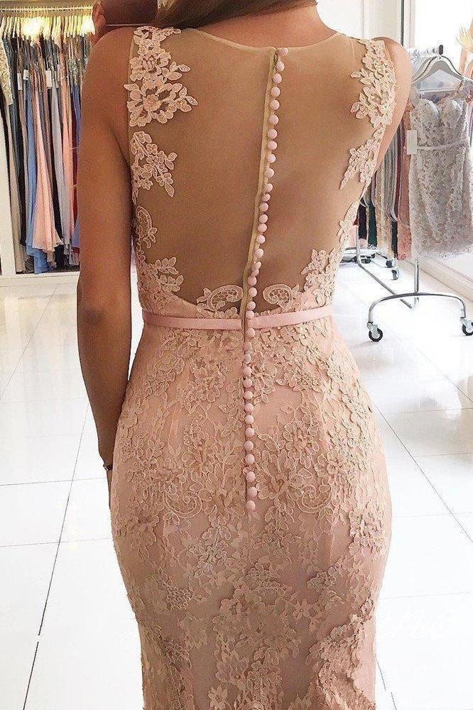 Charm Yarn Back Prom Dresses Lace Appliques Mermaid Evening Dresses