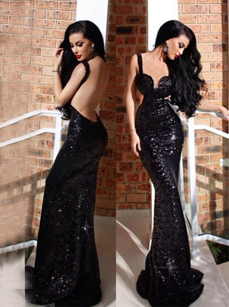 sequined straps cut out mermaid backless long prom dress dtp306