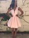 pink v neck homecoming dress custom made v neck pink short prom dress dth20