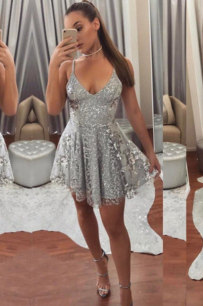 short graduation dresses spaghetti v neck lace appliques homecoming dresses dth378