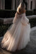 Romantic Appliques Off-Shoulder Tulle Wedding Dress with Long Puff Sleeves
