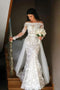 Long Sleeves Mermaid Lace Wedding Dresses, Bridal Dress With Detachable Train