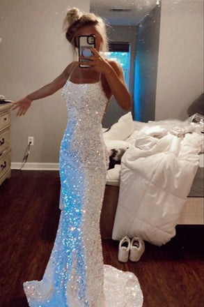 glitter mermaid sparkly prom dress sequin long backless evening gown dtp54