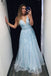 a-line v-neck sleeveless light sky blue prom dresses with applique dtp39