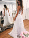 A-Line Illusion Back Boho Beach Wedding Dress with Appliques