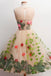 tulle short homecoming dress a-line scoop with 3d florals dtp338
