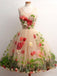 Tulle Short Homecoming Dress A-Line Scoop with 3D Florals