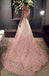 A-Line Spaghetti Straps Ombre Blush Lace Prom Wedding Dresses