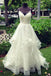 A-Line Spaghetti Straps Tiered Wedding Dress with Appliques