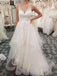 A-Line Spaghetti Straps Tiered Wedding Dress with Appliques
