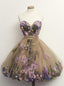 Cute Sweetheart Sweet 16 Dress, A Line Short Prom Dresses Tulle with Appliques
