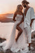 A-line Sweetheart Tulle Bohemian Beach Wedding Dresses with High Split