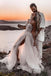 A-line Sweetheart Tulle Bohemian Beach Wedding Dresses with High Split