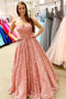 Sweetheart Lace Coral Long Prom Dress, A-line Strapless Pageant Gown