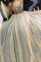 A-line Tulle Appliques Spaghetti-straps Long Prom Party Dresses