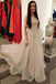 A-line Tulle Scoop Neck Long Prom Dress With Beading Appliqued