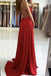 backless red formal evening dress a-line red simple prom dress dtp133