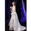 A Line Strapless Sleeveless Satin Bridal Gowns With Sweep Train,Wedding Dresses CHW0023